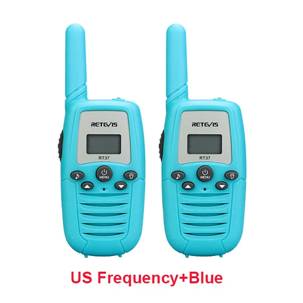 Blue US Frequency 2 шт. Retevis RT637/RT37 Мини Портативная рация детская радио удобная 2 способ радио PMR446 PMR FRS фонарик подарок на день рождения Рождественский подарок - Color: Blue US Frequency
