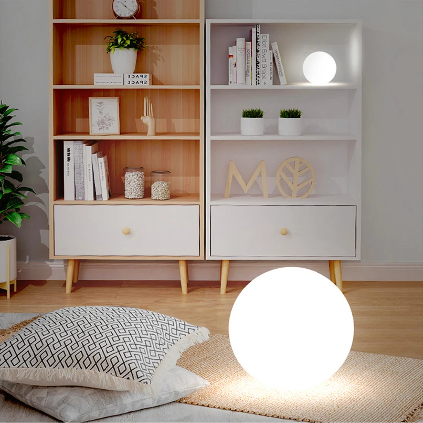 

Modern LED Floor Light Ball PVC Floor Lamp Home Decor Stand Light Bedroom Bedside Lamp Remote Charging Living Room Standing Lamp