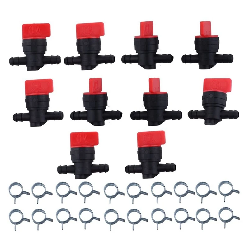 10PCS 494768 698183 Fuel Shut Off Valve with Clamp for 1/4 inch Fuel Line Briggs & Stratton Murray Toro Lawn Tractor turbo blow off valve fuel pipe repair tools