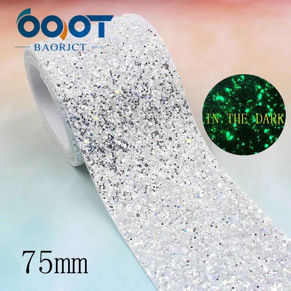 OOOT BAORJCT I-191128-2641, 2 ярдов, 75 мм, новые флуоресцентные цветные блестящие толстые ленты Blingbling, головной убор ручной работы, Подарочная посылка
