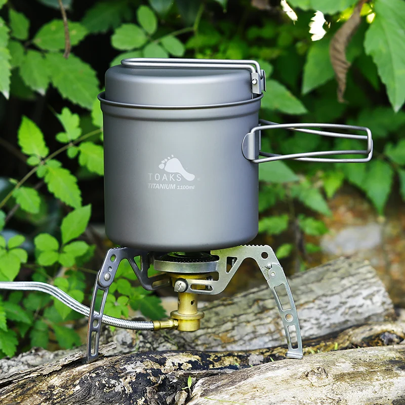 TOAKS Outdoor Camping Titanium Cookware Pan pot set with Folded handle Ultralight Portable for Backpacking picnic CKW-1100