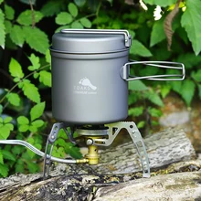 TOAKS Outdoor Camping Titanium Cookware Pan pot set with Folded handle Ultralight Portable for Backpacking picnic CKW-1100