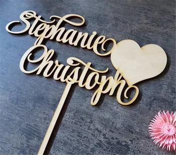 

Personalized Wedding Cake Topper Custom Couple Names + Date Cake Topper Rustic Wedding Decor Wooden Cake Topper
