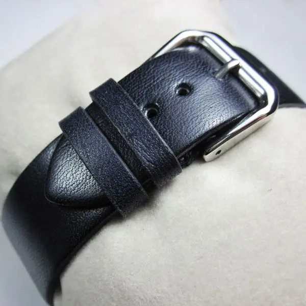 

New Handmade Watch band soft leather calfskin strap 18mm19mm20mm21mm22mm dark blue ultra-thin strap Bracelet Retro Wristband