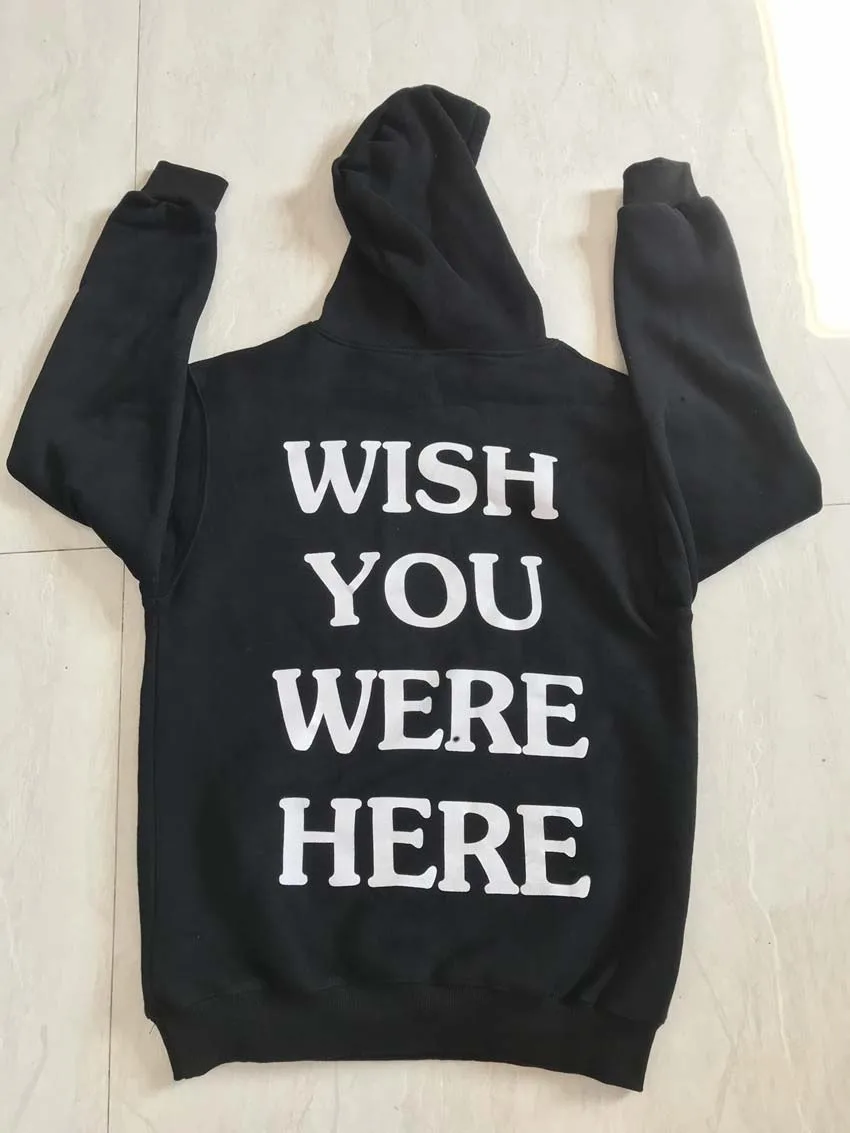 Трэвиса Скотта ASTROWORLD толстовки человек вышивка письмо печати Swag WISH YOU're HERE Толстовка Плюс Размер США S-XXL