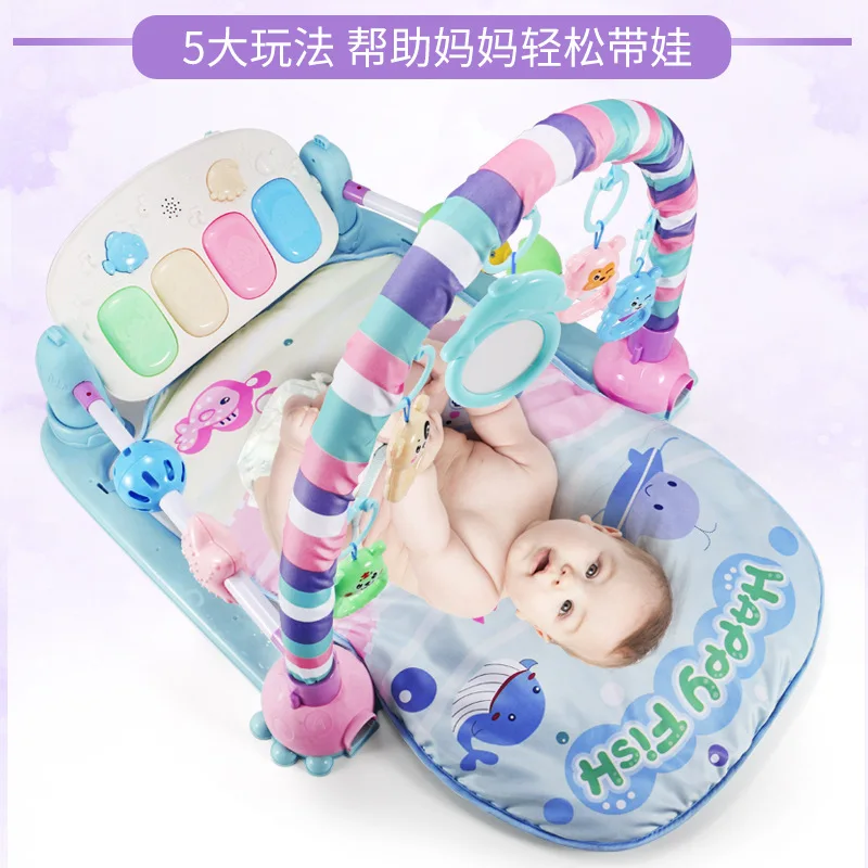 

Children Harmonium Toy Music Piano Fitness Rack Blanket Infant 0-3-6-8 Month Baby Educational Game Blanket