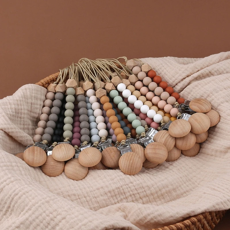Pacifier Clip Pacifier Clips Chain Silicone Beads BPA Free DIY Dummy Clip Holder Soother Chains Baby Teething Toys Chew Gifts Dropshipping