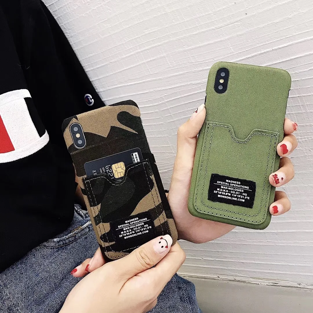 Роскошный Камуфляжный тканевый чехол-кошелек для iPhone 11 Pro Max X XS XSMax XR 7 8 6 S Plus