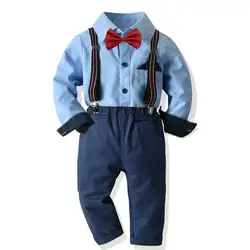Детский костюм весенне-осенний кардиган, цветная рубашка для мальчиков штаны на подтяжках Формальное банкетное платье джентльмена