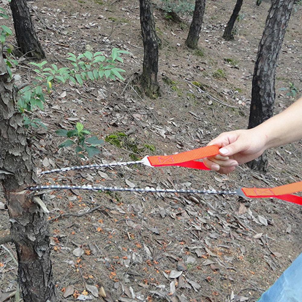 Garden Tools 24-inch Portable Outdoor Survival Hand Zipper Saw Wire Saw Handheld Chains Wood Cutting Tool 33 Tooth/11 Tooth
