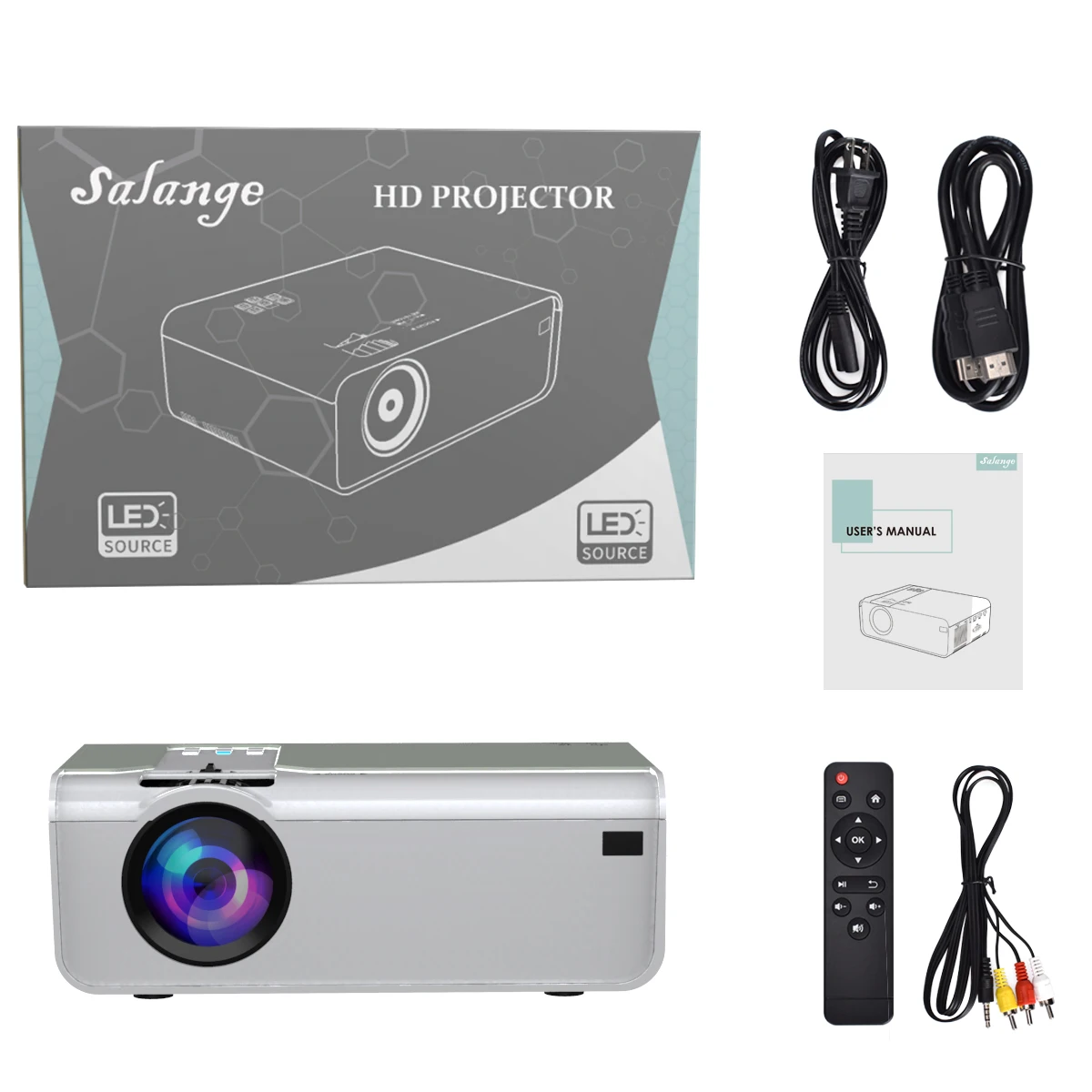 Salange Mini Projector P60 1280x720P 2800 Lumen Wifi for Home Theater Video Beamer SmartPhone Portable 3D LED Movie Projector