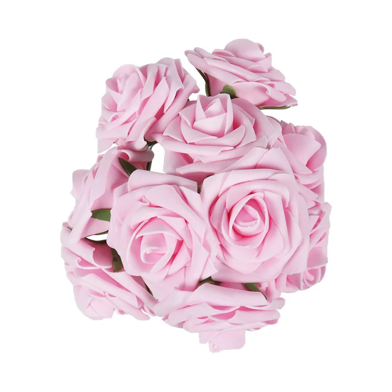 25 шт., искусственные розы, свадебные украшения, ПЭ пена, розы, искусственные цветы, 25 см, букет, цветок для детского душа, свадебные принадлежности - Цвет: 25pcs light pink