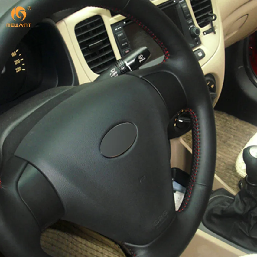 Чехол рулевого колеса автомобиля MEWANT черный из натуральной кожи для Kia Rio 2007 Hyundai