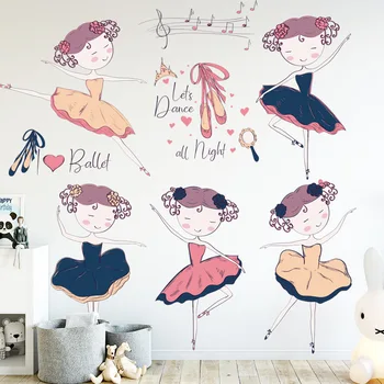 

Cartoon Music Dancing Girl Wall Stickers for Kids room Nursery Baby room Eco-friendly Vinyl Wall Decals Art Bedroom Wall Murals