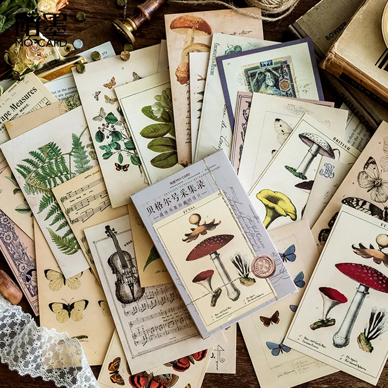 30 pcs/set Retro Ancient Forest Animals Plants Specimen Postcard Vintage Creative Writing Greeting Postcards Gifts Stationery