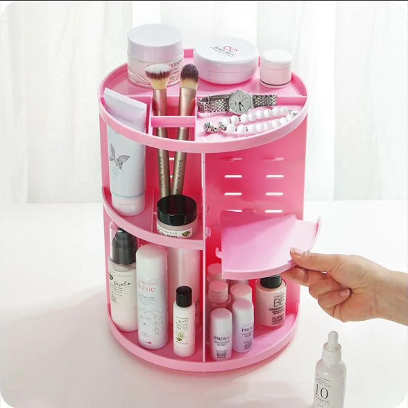 

New Fashion 360-degree Rotating Makeup Organizer Brush Holder Jewelry Organizer Case Jewelry Makeup Cosmetic Storage Box Shelf
