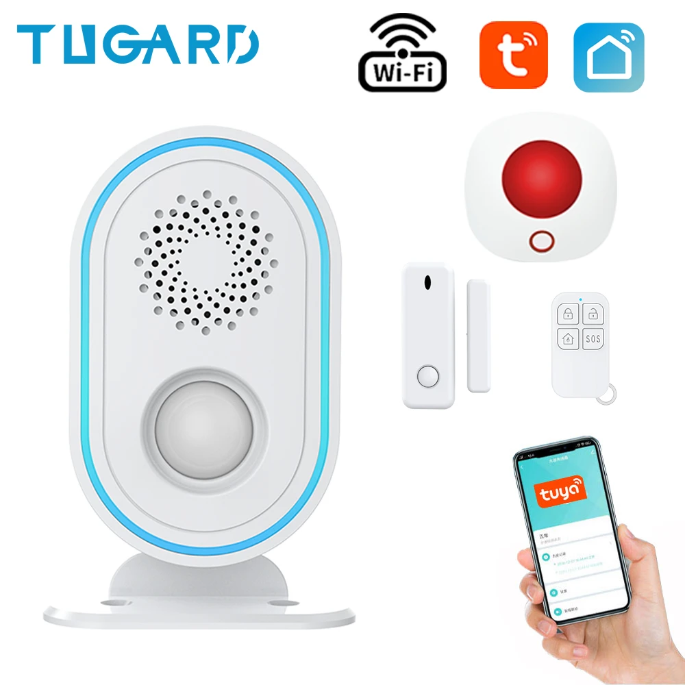 door phone TUGARD P31 Wireless Tuya Smart Greeting Doorbell Alarm System With Door Sensor Siren Apps Control Home Security Burglar Kit wireless door intercom