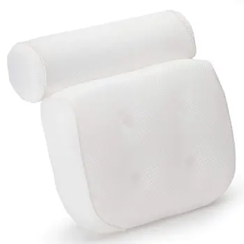

Spa Bathtub Pillow 3D Mesh With Suction Cups Breathable Anti-Microbial Neck & Back Support White 1 Piece
