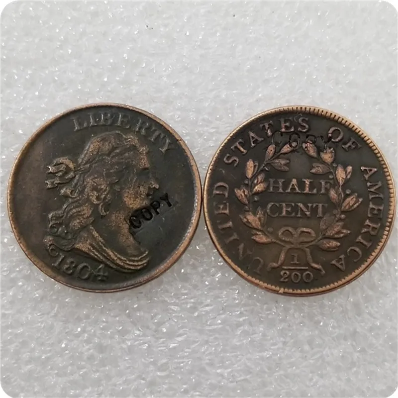 1800-1808 драпированный бюст пол-цента копии монет - Цвет: 1804 stemless wreath