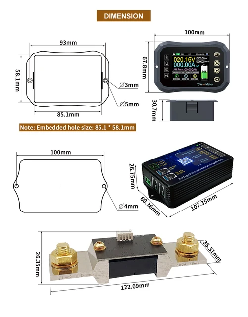 Cikonielf moniteur de batterie Bluetooth Moniteur de batterie 400A Bluetooth  0‑120V Compteur de courant de tension sans fil - Cdiscount Bricolage