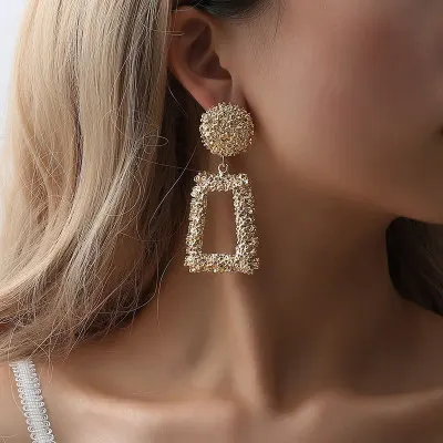 Fashion Statement clip on Earrings Big Geometric earrings For Women non pierced Earing modern Jewelry - Metal Color: 1