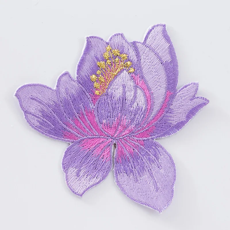 Прямая вышивка лотоса ткань Cheongsam декоративный задний гель гладильная нашивка цветок аксессуары ремонт скидка