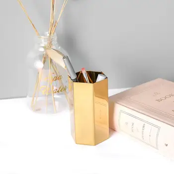 

Multifunction Stainless Steel Hexagonal Stationery Pen Holder Vase Desktop Decor