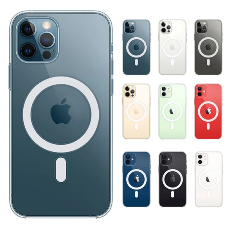 Ультрапрозрачный встроенный магнитный круглый мягкий чехол Magsafeng для IPhone 12 Pro Max