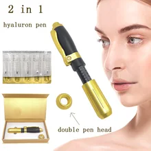 2 в 1 кислотный пистолет для инъекций гиалуроновая ручка 0,3 мл и 0,5 мл головка Золотая гиалурониковая кислотная ручка губа наполнитель инжектор неинвазивный небулайзер