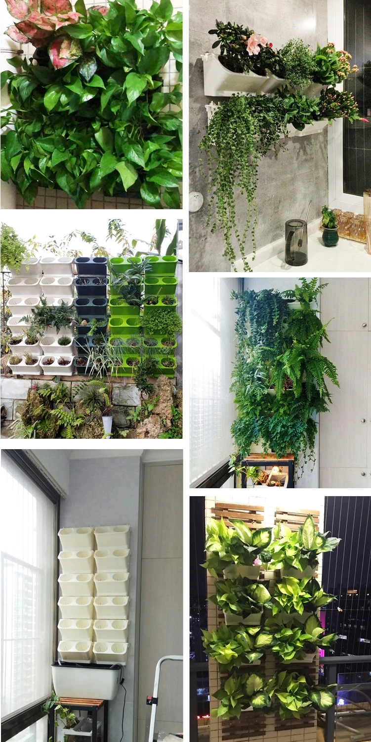 4 pcs Self Watering Flower Pot Stackable Wall Planter Garden Plastic Pots Wall Hanging Vertical Succulents Plant Bonsai Pot Home