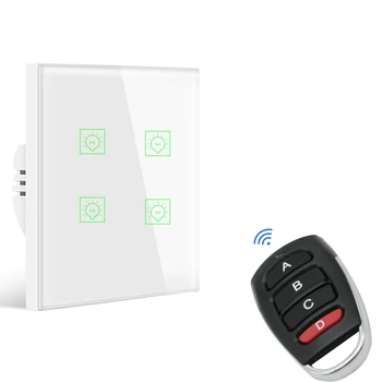 

EU UK 4 gang tuya smart wifi light switch wireless wall switches RF/TOUCH/APP remote control google alexa support