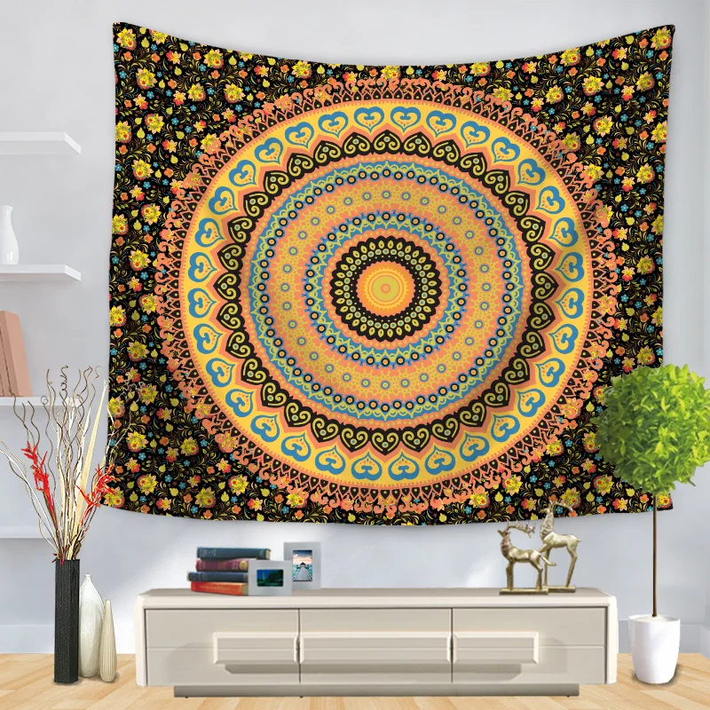 Индийская МАНДАЛА ГОБЕЛЕН настенный песчаный пляжный Плед Одеяло Палатка матрас для путешествий богемный спальный гобелен