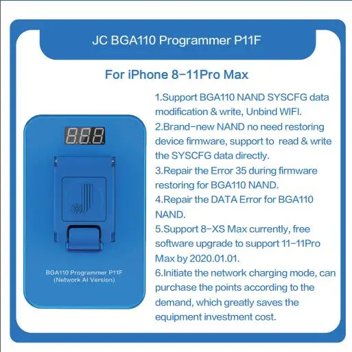 Updated JC P11 BGA110 Programmer NAND Read Write Programmer for iPhone 8 8P X XR XS XSMAX NAND Memo