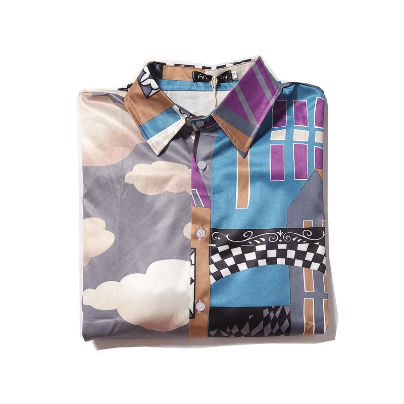 OSCN7 Повседневная рубашка с длинными рукавами и принтом Мужская Уличная Осенняя Гавайская пляжная рубашка с длинными рукавами Harujuku Мужская рубашка 2257