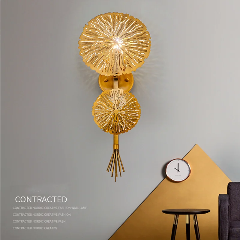 Nordic post-modern lotus leaf wall lamp light luxury living room background decoration aisle bedroom study bedsid | Лампы и освещение