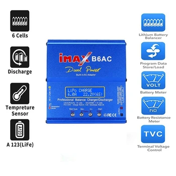 

MOOL RC Charger 6A 80W Imax B6Ac Dual Channel Ac Li-Ion Nimh Nicd Lipo Battery Charger with Balance Lcd Sn US Plug