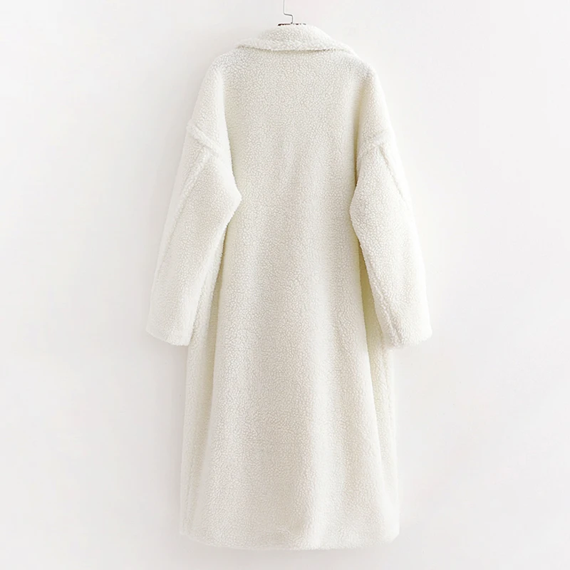 RR Solid Fleece Wool Coats Women Fashion Winter Thick Long Jackets Women Elegant Double Breasted Coats Female Ladies KA