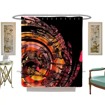 

Shower Curtains Double Hooks Orange Illustration Graphic Design Art Graphics Glass Psychedelic Art Circle Visual Arts