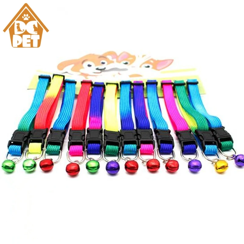 

Fashion Colorful Pet dog cat Collar nylon cat dog Neck Collar with bell adjustable dog collar for small animals pet products