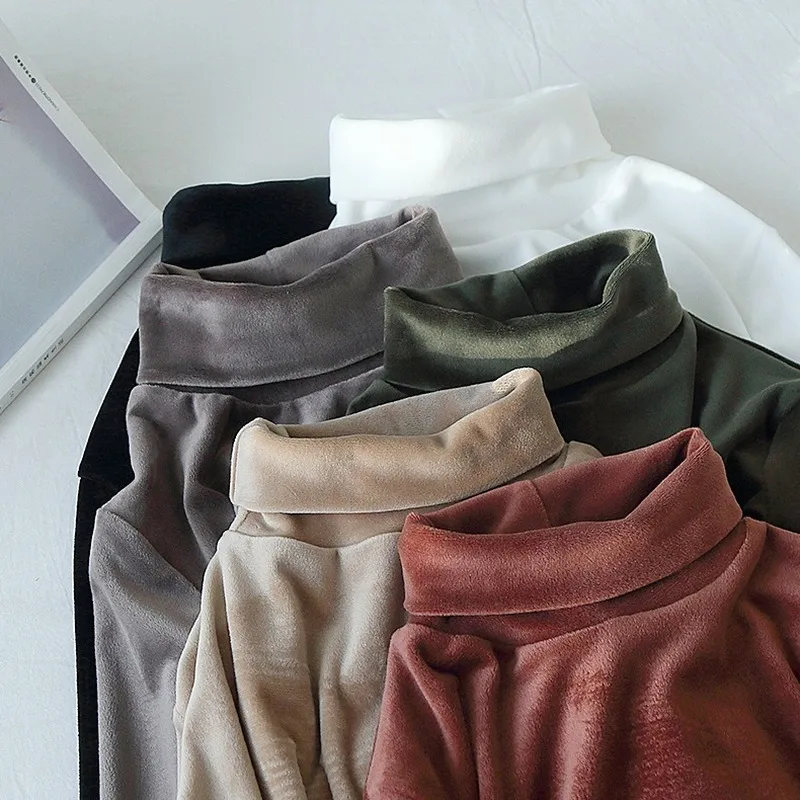 Velvet футболка женская high elasticity одежда для женщин high collar футболка thick solid color футболки long sleeve женские футболки hood inside the футболки женские