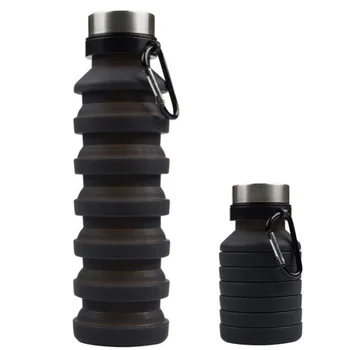 

Large Capacity 550Ml Outdoor Sports Bottle Mountaineering Travel Portable Silicone Folding Cup Black
