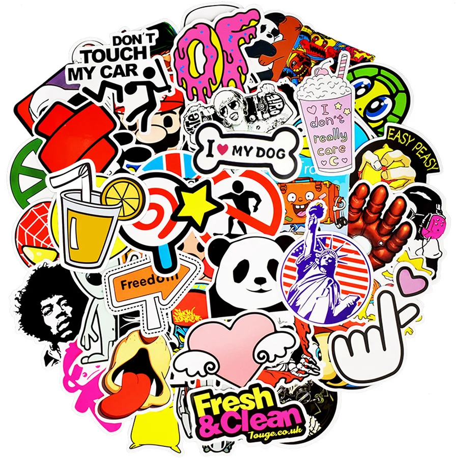 NEW RANDOM MIXED STICKER PACK 15pc NO ADULT CONTENT KID CARTOON Skate Decal Cool 