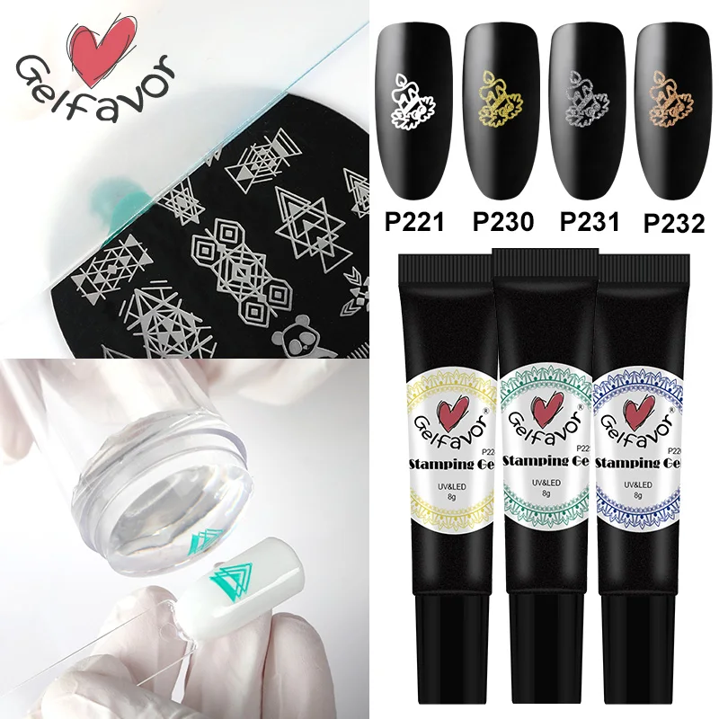 

Gelfavor Gel Nail Polish Stamping For All Gellak Set Paint Plate 8g Gel Varnishes UV Semi Permanent Base Manicure Nails Art