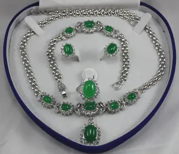 

green gem Earring Bracelet Necklace Ring Quartz Fine Bridal wide watch wings women queenlady's Jewelry American style