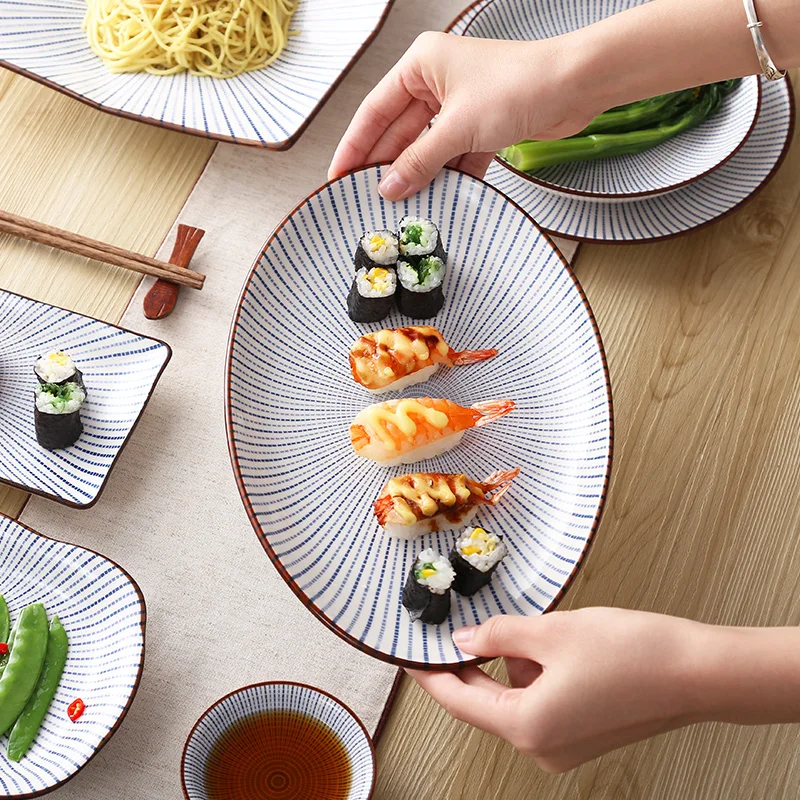 

Geometric Dishes Plates Ceramic Dinner Plates Japanese Style Plates Phnom Penh Tableware Dessert Sushi Noodle Plate