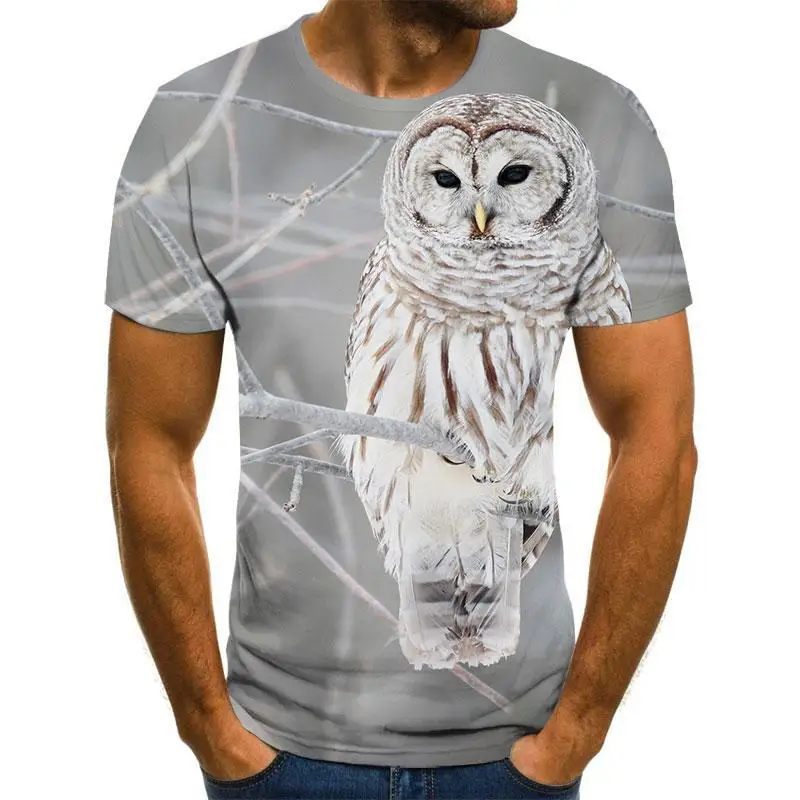 2021 summer new style 3D printing birds men's and women's casual T-shirt fashion trend young handsome T-shirt top