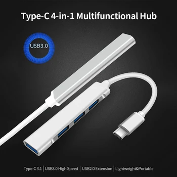 

Type-C 4-in-1 Multifunctional Type-C Hub to USB3.0 USB2.0 Hub USB3.1 Adapter Converter Aluminum Alloy Hub for PC Laptop