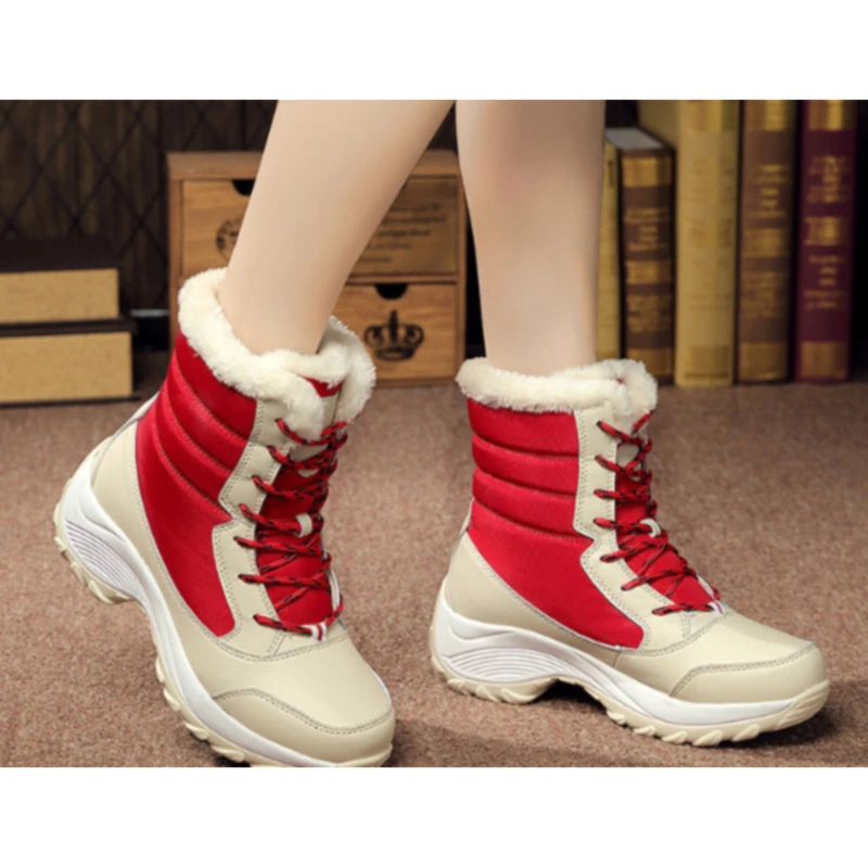  Botas de nieve para mujer, zapatos de invierno para mujer,  tacones bajos, tobillo para mantener el calor, botas cortas para mujer  (color : rojo, talla del zapato: 43) : Ropa, Zapatos