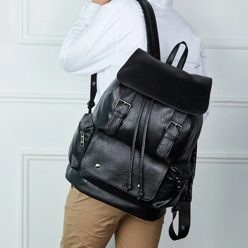 Мужской рюкзак pu кожаный рюкзак школьная сумка мужские дорожные сумки большой емкости мужской рюкзак для ноутбука mochilas hombre