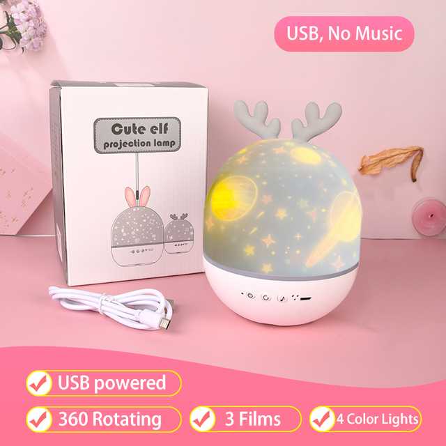 Star Night Light Rotating Starry Sky Projector Colorful Music Bedside Lamp Rechargeable Bedroom Night Lamp Kid Baby Gift
